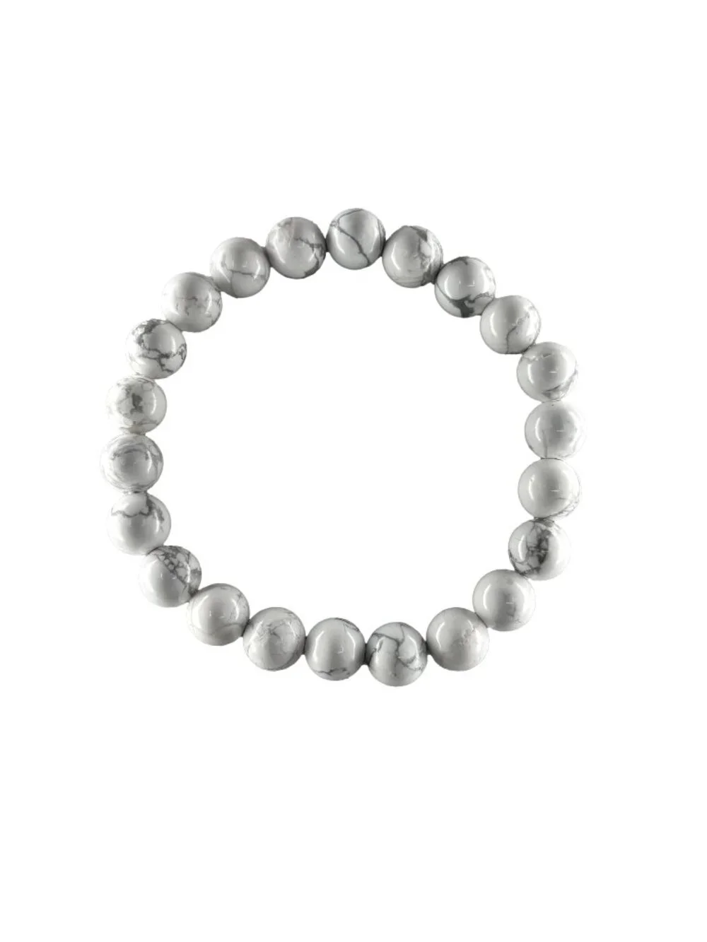 8mm Natural White Howlite Bead Bracelet Genuine Gemstone Custom Size Marble Gift